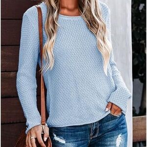 AMISU Metallic Silver and Baby Blue Sweater NWT